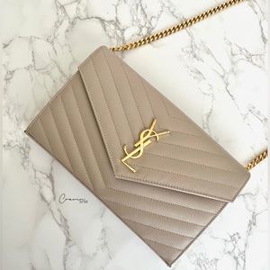 ❌❌SOLD❌❌ New Saint Laurent Large Wallet on Chain Dark Beige